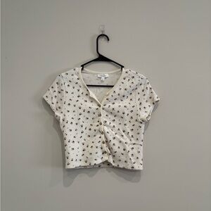 Kirious White Floral Crop Top Blouse